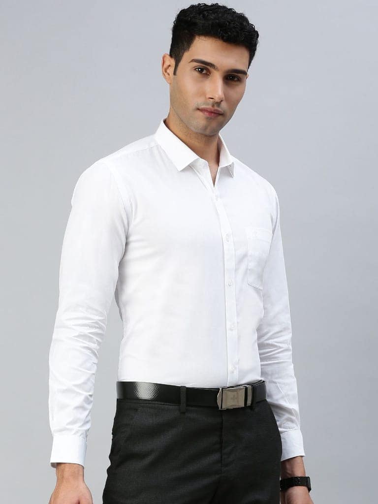 Mens Cotton White Shirt Full Sleeves Winner view 3