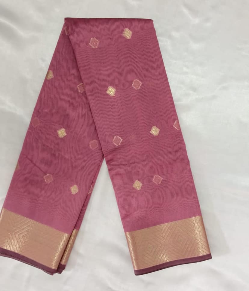 Silk Cotton Saree with Blouse - Light Pink view 3