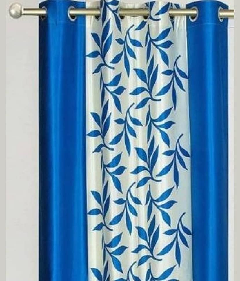 N2C Home Floral Semi-Transparent Eyelet Curtain 9 ft ( Pack of 1 ) - Teal view 2