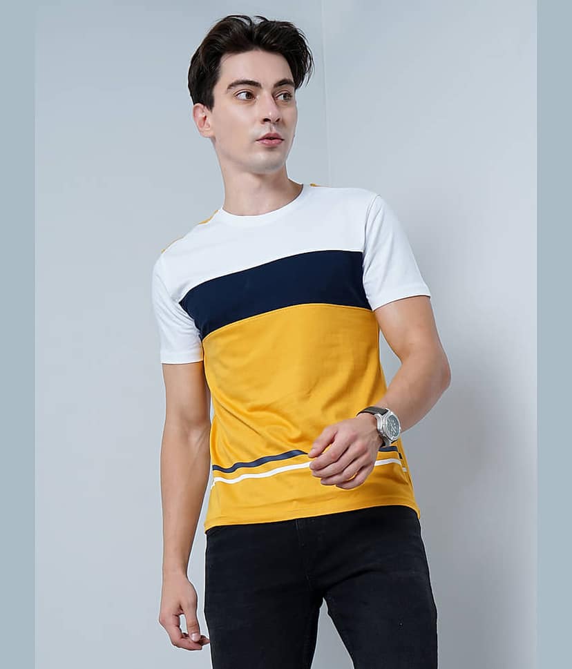 Paul Street Pack of 1 Cotton Blend Slim Fit Men's T-Shirt ( Yellow )