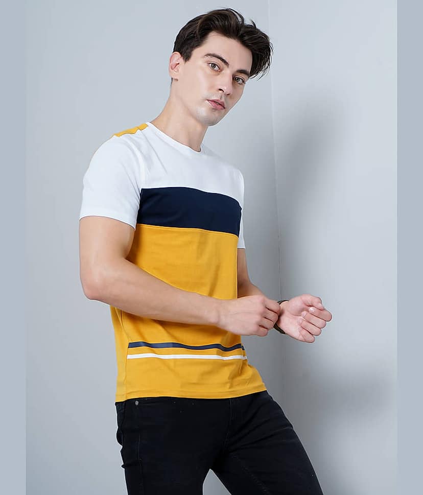 Paul Street Pack of 1 Cotton Blend Slim Fit Men's T-Shirt ( Yellow ) view 3
