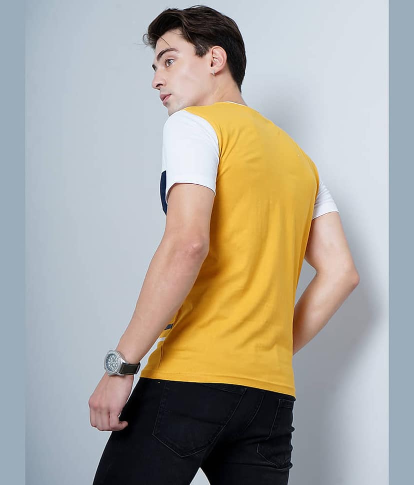 Paul Street Pack of 1 Cotton Blend Slim Fit Men's T-Shirt ( Yellow ) view 4