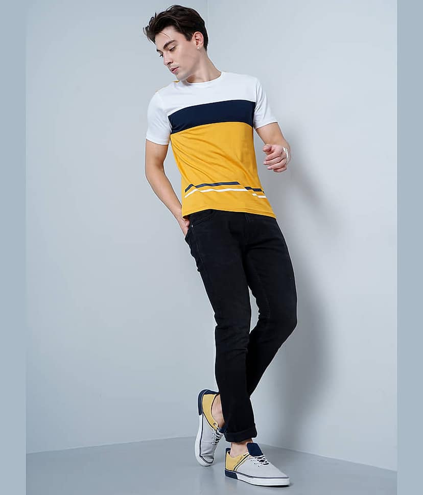 Paul Street Pack of 1 Cotton Blend Slim Fit Men's T-Shirt ( Yellow ) view 5