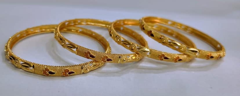 Gold Plated Designer Bangle Set of 4 view 2