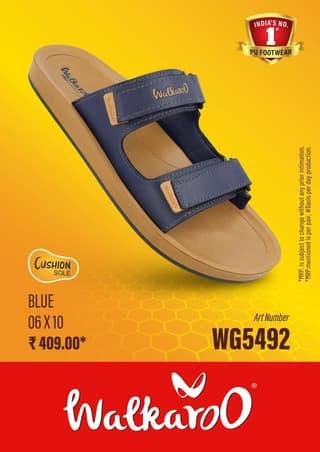 Walkaroo WG5492 Blue No 9 Mens Slides