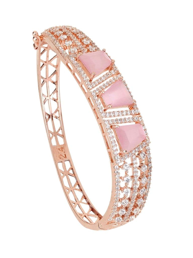 Rose Gold plated Pink AD Handcrafted Bracelet for Women & Girls view 2
