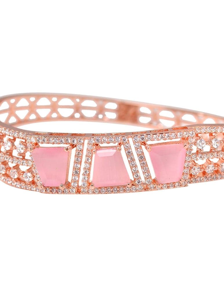 Rose Gold plated Pink AD Handcrafted Bracelet for Women & Girls view 4