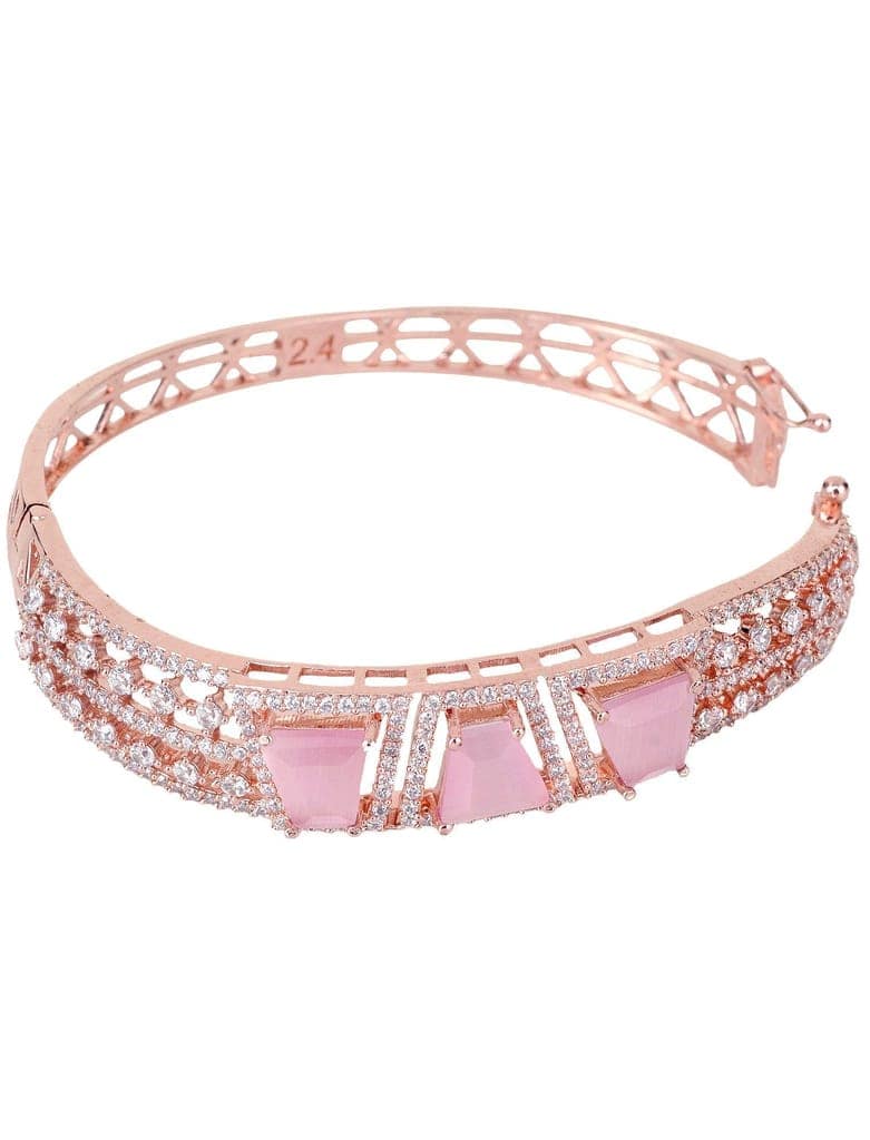 Rose Gold plated Pink AD Handcrafted Bracelet for Women & Girls view 7
