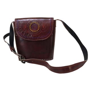 Garvi Gurjari (A Gujarat Govt Enterprise Handcrafted Kutchi Leather Balti Sling Bag(GGCMLBB20)