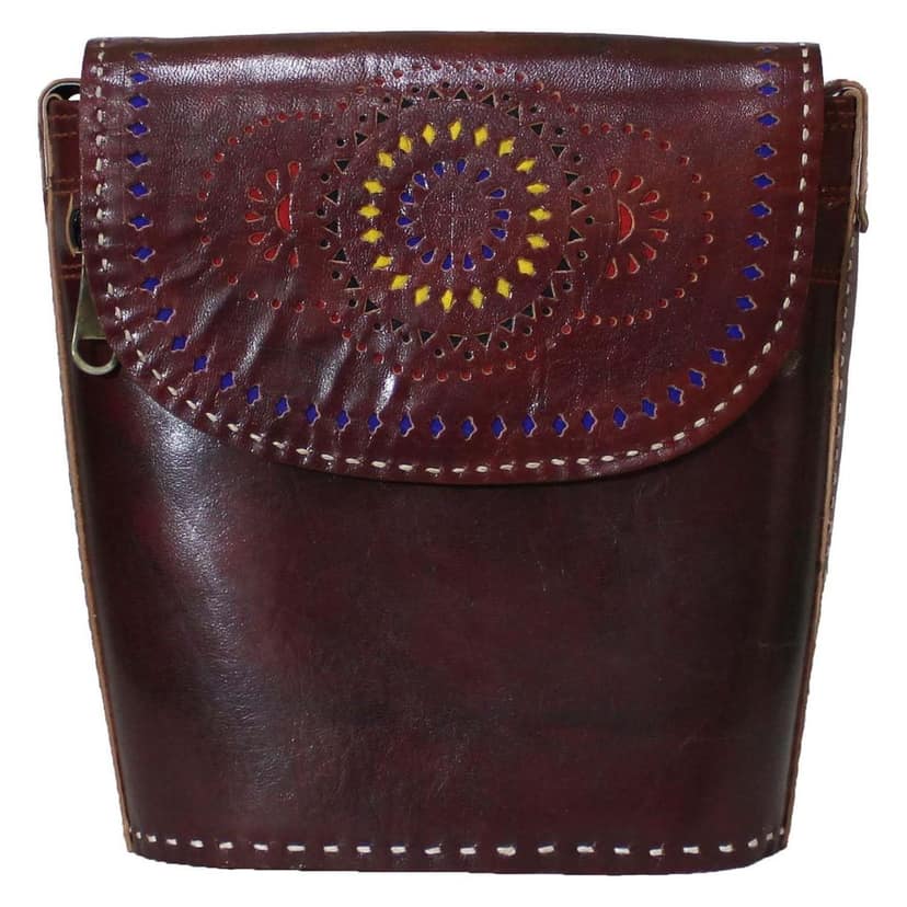 Garvi Gurjari (A Gujarat Govt Enterprise Handcrafted Kutchi Leather Balti Sling Bag(GGCMLBB20) view 6