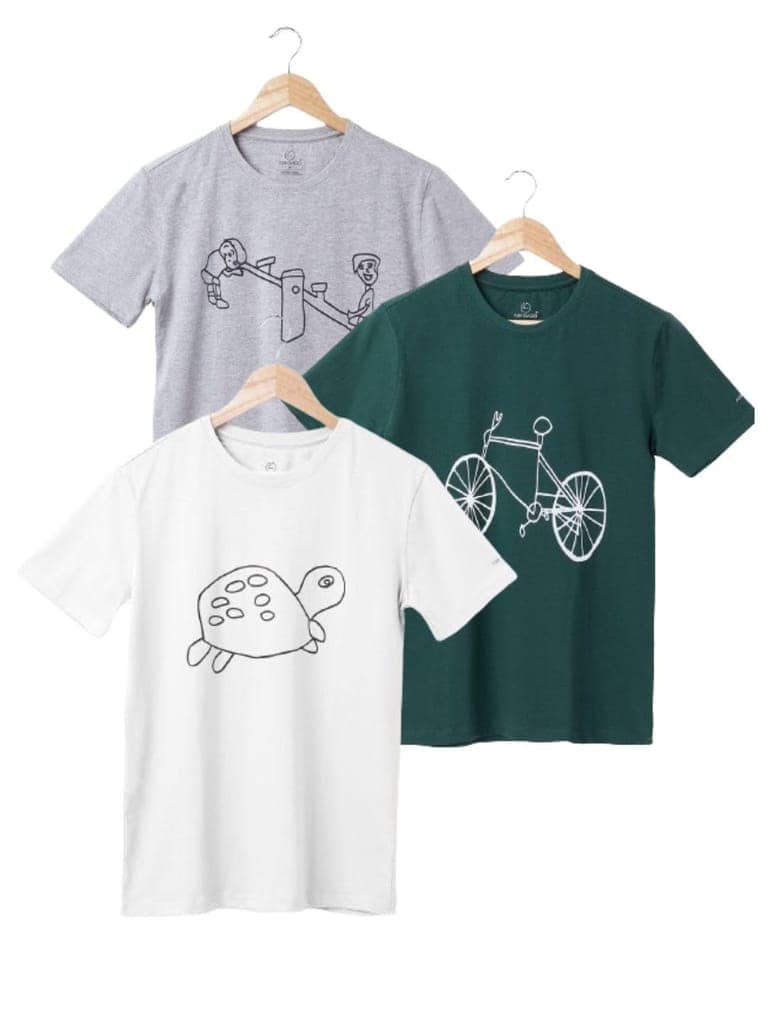 AIR GARB Boys Round Neck Printed Cotton T-shirt for 4-5 Years - Pack of 3 (K45-SG-CGR-TW) Multicolour