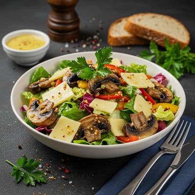Grilled Mushroom Cheese Salad