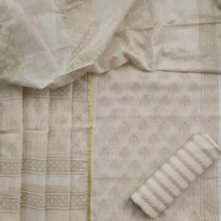 Elegant Block Print Chanderi Silk Suit set (CHA318)