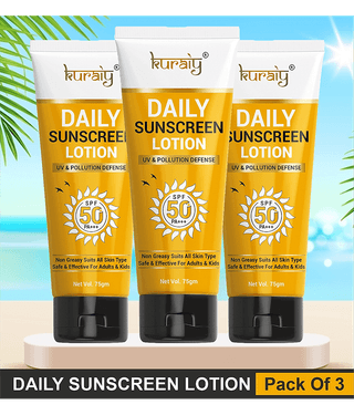 KURAIY SPF 50 PA+++ Sunscreen UV Lotion sunblock 75ML PACK OF 3
