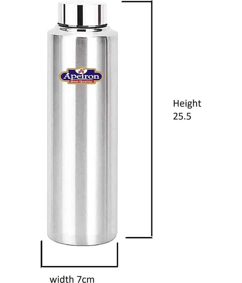 APEIRON Matt Fridge Bottle pk 3 Silver 1000 mL Stainless Steel Fridge Bottle set of 3 view 2