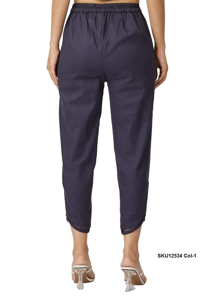 Women's Solid Ankle Length Cotton Trousers view 3