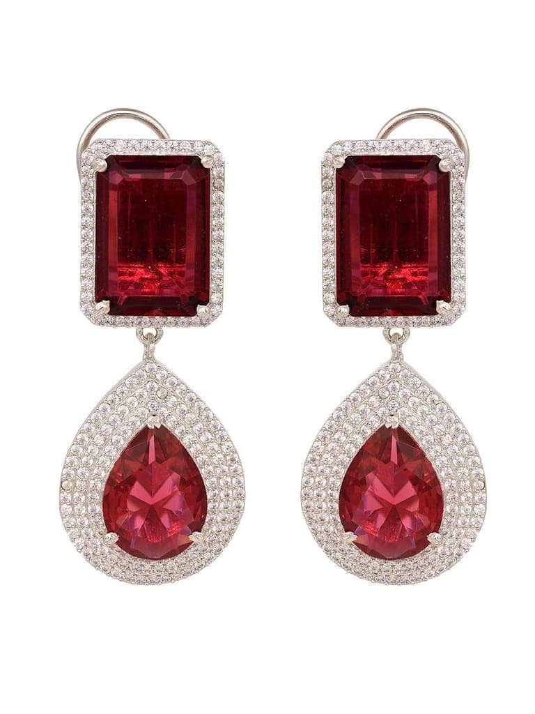 Rose Gold Plated Pink Ruby Studded Teardrop Chandelier Earring view 4