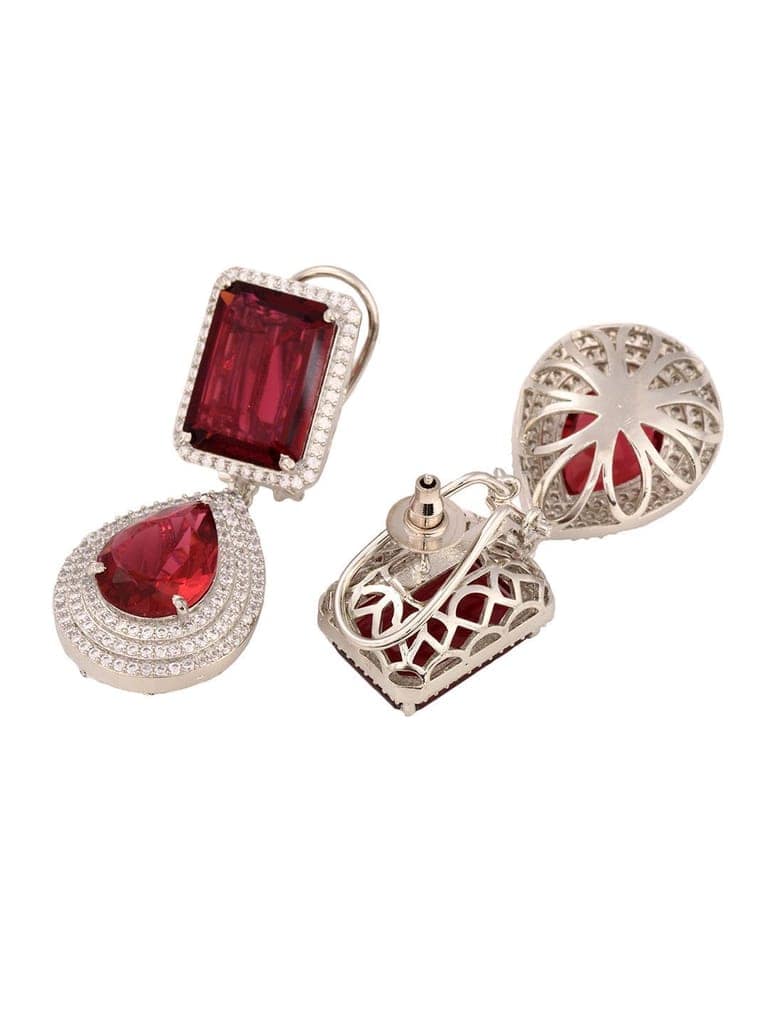 Rose Gold Plated Pink Ruby Studded Teardrop Chandelier Earring view 5