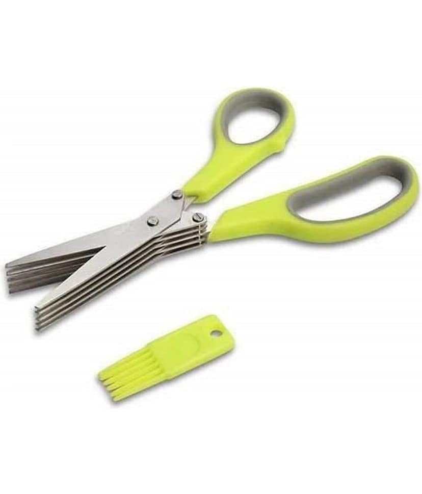 Multi-Function 5 Blade Vegetable Stainless Steel Herbs Scissor - Durable, Time-Saving Kitchen Cutting Tool - Color May Vary