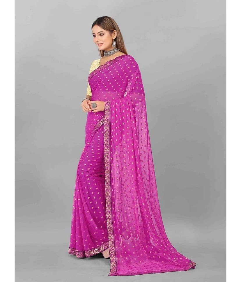 Aardiva Chiffon Printed Saree With Unstitched Blouse Piece ( Orange ) view 2