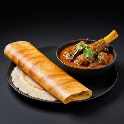 Neer Dosa With Mutton Curry