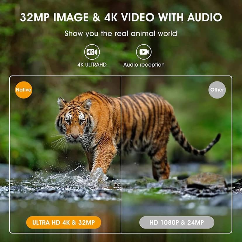 AUSHA 4K Trail Camera 32MP Photo | 0.2s Fast Trigger, Night Vision, Waterproof, 3 PIR Sensors, Wildlife Camera view 10