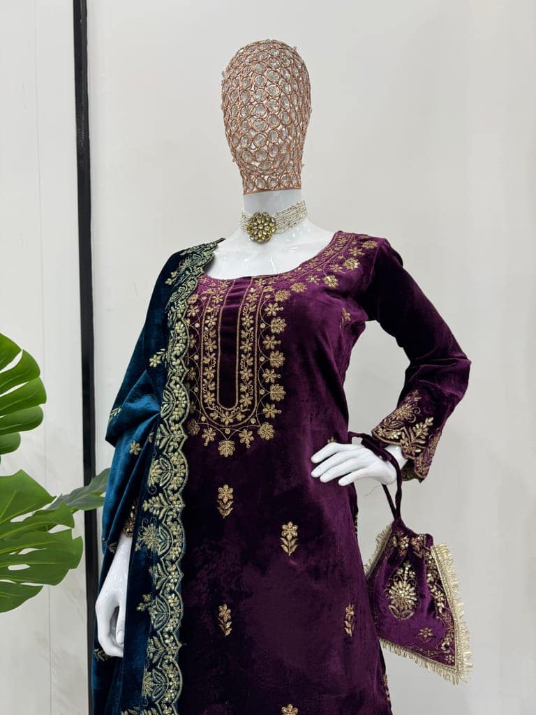 Blue Purple Black Red Sharara Suit Set Salwar Kameez Readymade Pakistani Stitched New Indian Ready To Wear Wedding Suit view 9
