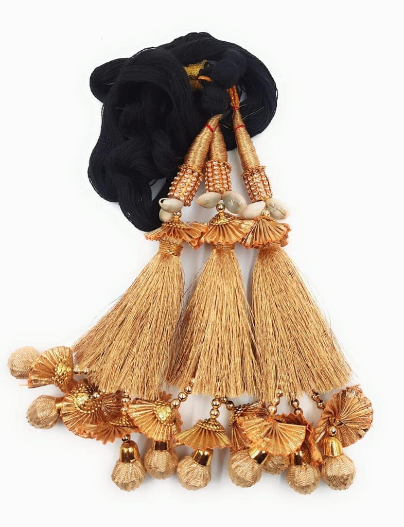 Kaudi Heavy Design Punjabi Paranda/Patiala Shahi Parandi Hangings black, Design Golden & Multi Colors