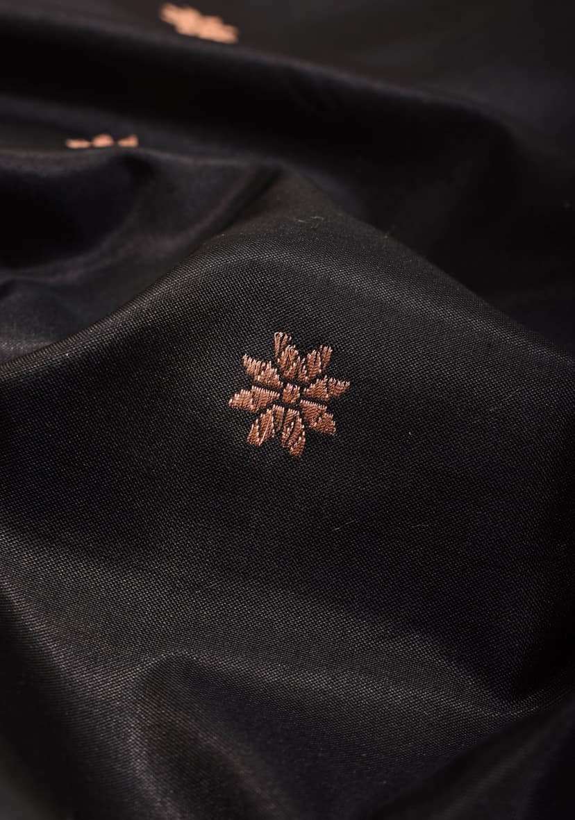 Black and Red Authentic Katan Silk Banarasi Saree with Chunri Buttis and Koniya Motifs | SILK MARK CERTIFIED view 3
