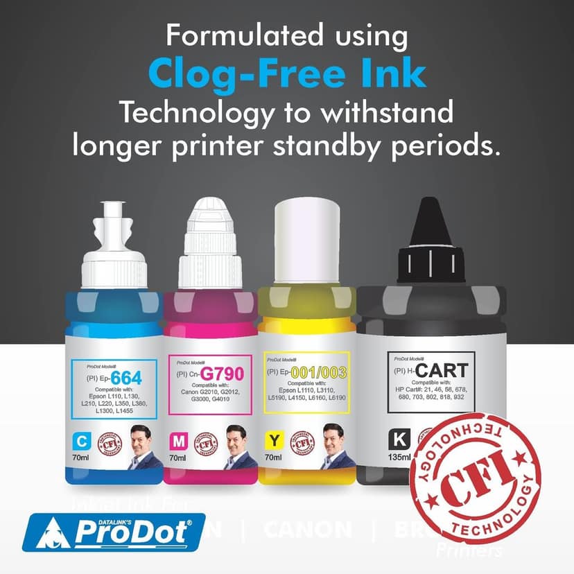 ProDot Ep-664 Inkjet Ink Refill Compatible with Epson L100, L130, L210, L220, L300, L310, L350, L355, L360, L380, L485, L565, L655, L1300, L1455 Ink Tank Printers view 3