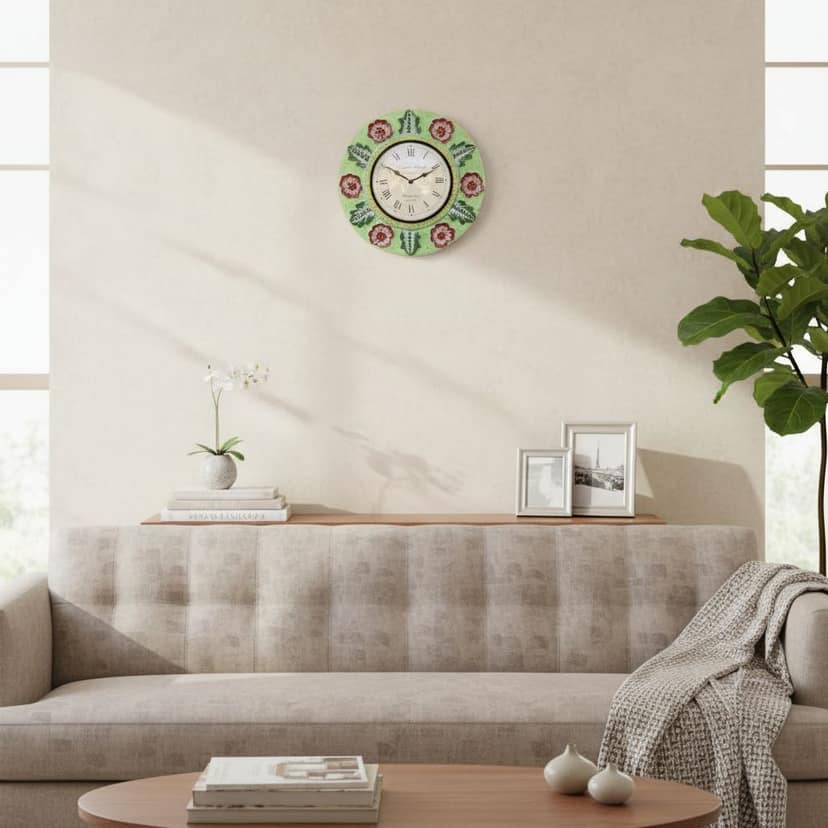 Hand Carved Wooden Wall Clock-Bettery-Clock view 2