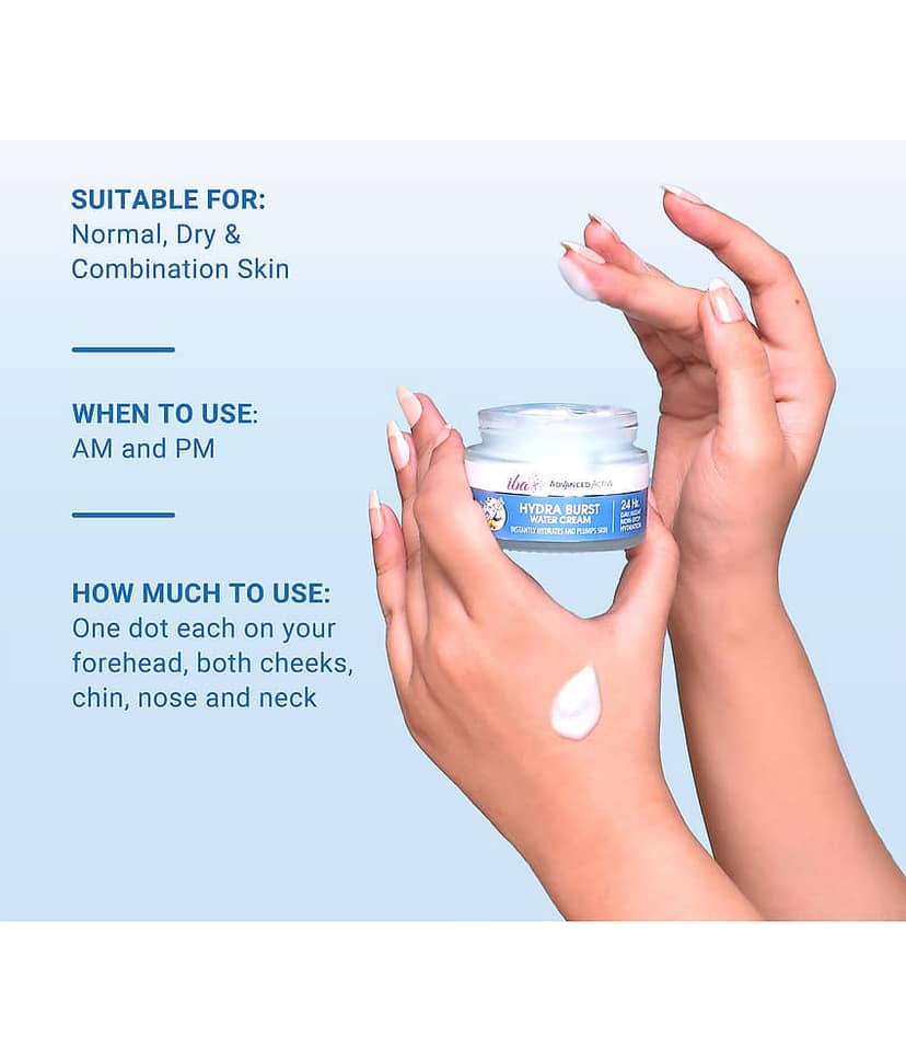 Iba Advanced Activs Hydra Burst Water Cream, 50g For Hydrates & Plumps Skin, (Pack of 1) view 2