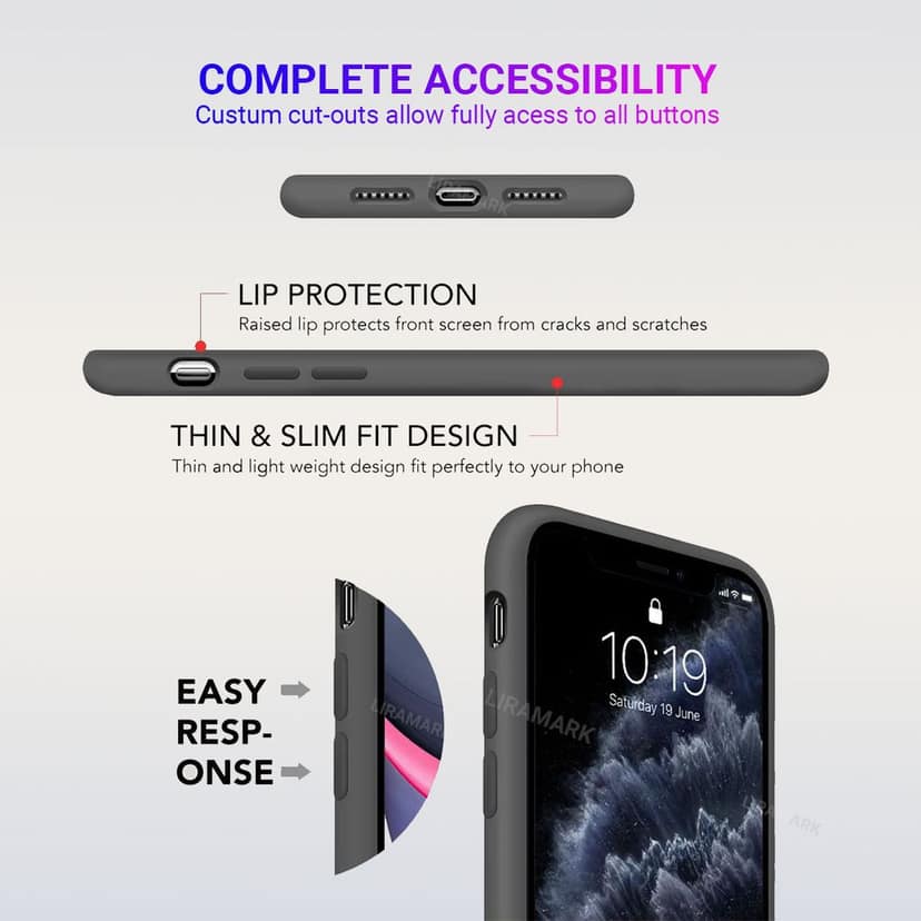 LIRAMARK Liquid Silicone Soft Back Cover Case for Apple iPhone 11 Pro view 3
