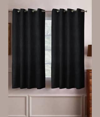 N2C Home Solid Semi-Transparent Eyelet Curtain 5 ft ( Pack of 2 ) - Black