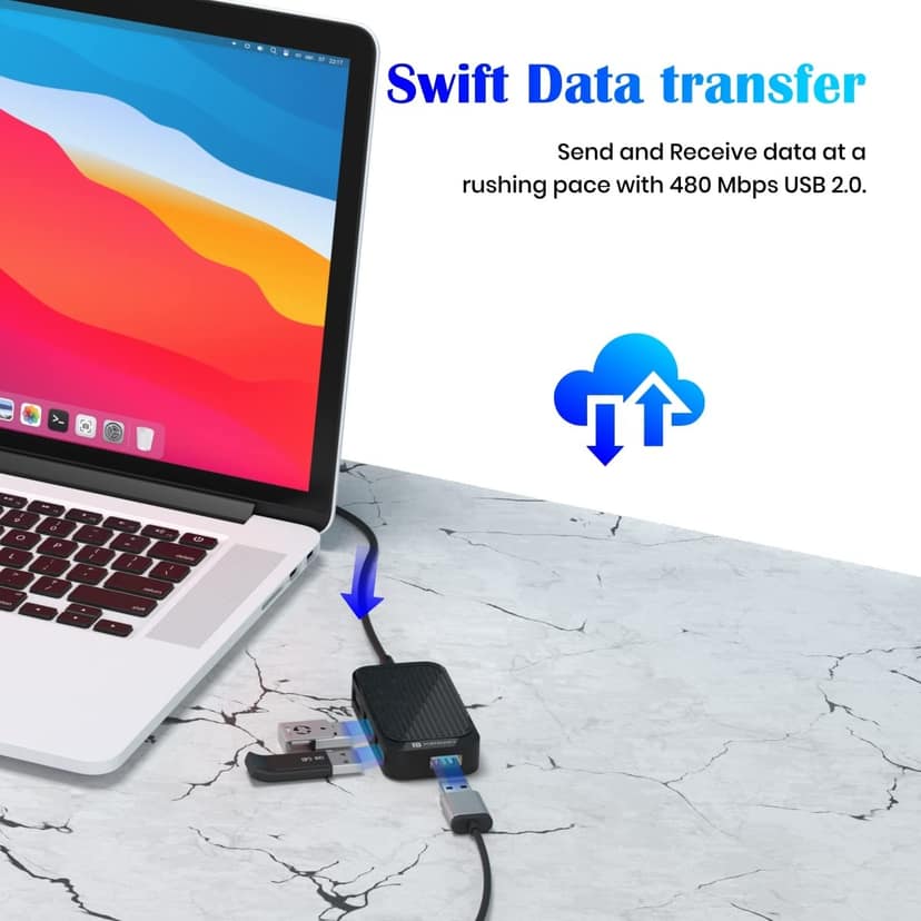 Portronics Mport 4D USB Plug, 1.5 m Cable, USB 2.0, 480 Mbps Max view 2