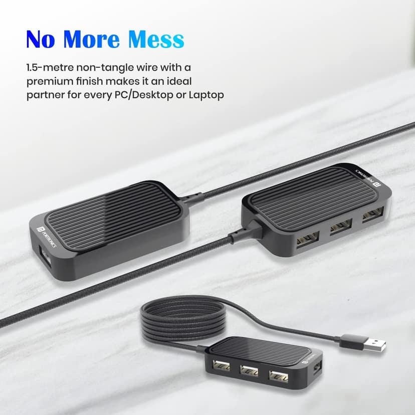 Portronics Mport 4D USB Plug, 1.5 m Cable, USB 2.0, 480 Mbps Max view 3
