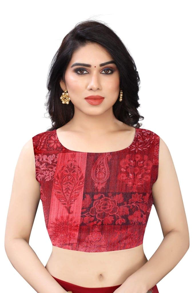 Silk Zone Women's Ajrakh Kalamkari Chanderi Cotton Digital Printed Tassel Saree with Blouse Piece view 4