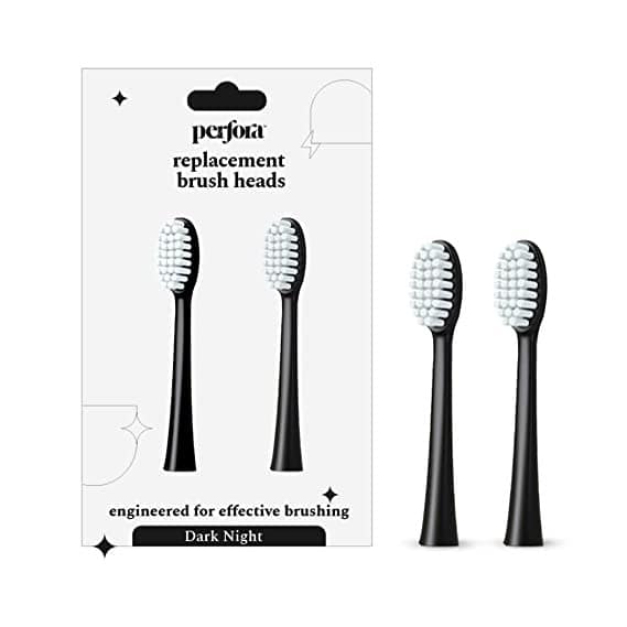 Perfora Replacement Brush Heads For Perfora Electric Toothbrush Model - 002 | Effective Brushing & Superior Plaque Removal For Healthier Smile | Lightweight With Soft Bristles | Dark Night, Pack of 2