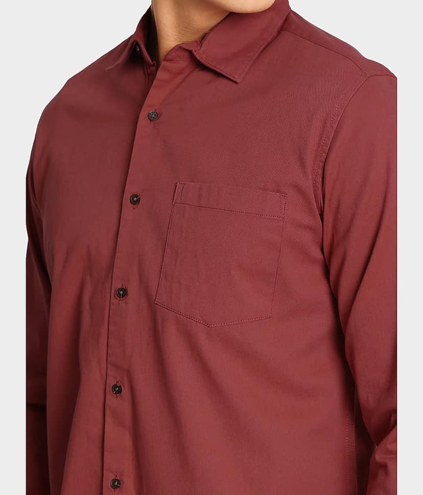 IVOC 100% Cotton Regular Fit Solids Full Sleeves Men's Casual Shirt - Coral ( Pack of 1 ) view 5