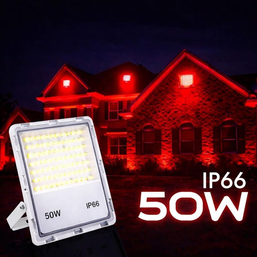 SPARKWORLD 50W IP66 Waterproof Outdoor LED Flood Light Red Beam view 2