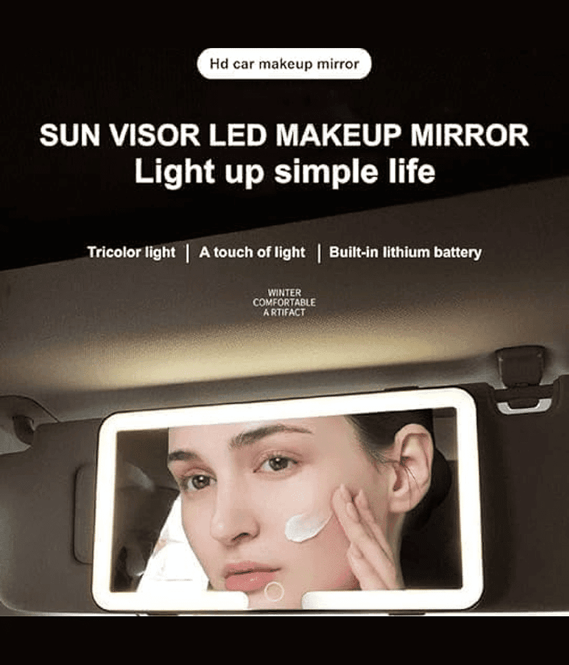 SKYVILLA LED Vanity Mirror For Car Visor 3-Color Makeup Mirror With Light Dimmable Brightness Hd Glass Vanity Led Light Mirror with Touch Button Universal Car Sun Visor Vanity Mirror view 2
