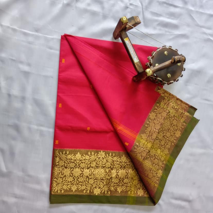 Pure Cotton Saree with Blouse Pink color view 3