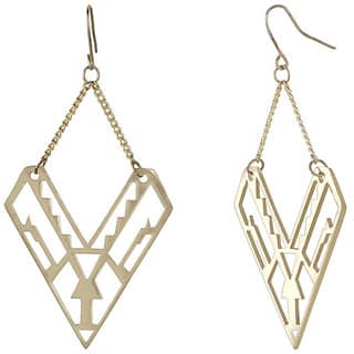 Plain Brass Metal Filigree Drop Earrings for Girls Brass Material Earrings for Women's Fashion Jewellery for Party view 2