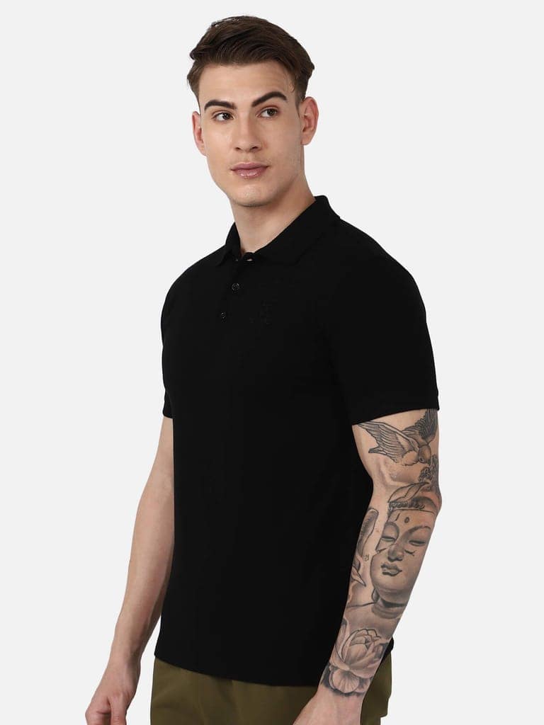 Dany Polo Neck Cotton Rich Half Sleeve Solid Regular fit Cottonpoly T-shirt for Men Comfortable soft Breathable Fabric Stretchable for Everyday Use Ideal for Casual wear and officewear view 3