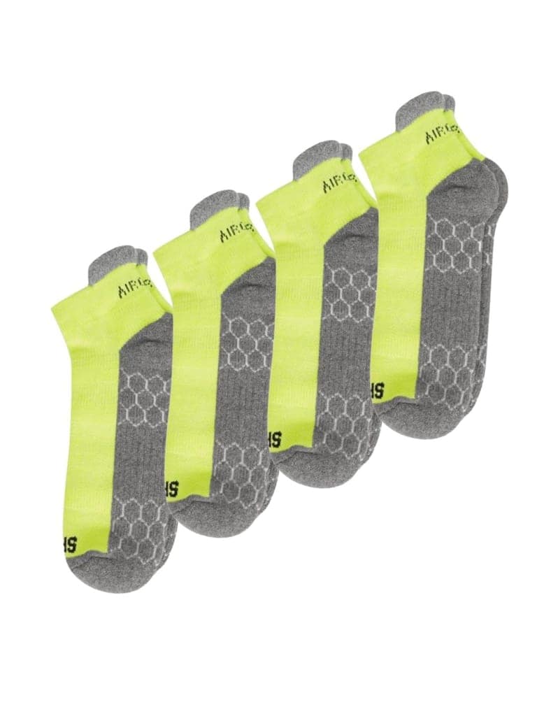AirGarb Compression Sports Performance Socks for Men and Women Ankle Length Cotton Socks Pack of 4 - SPO4GR (Free Size) Neon Green