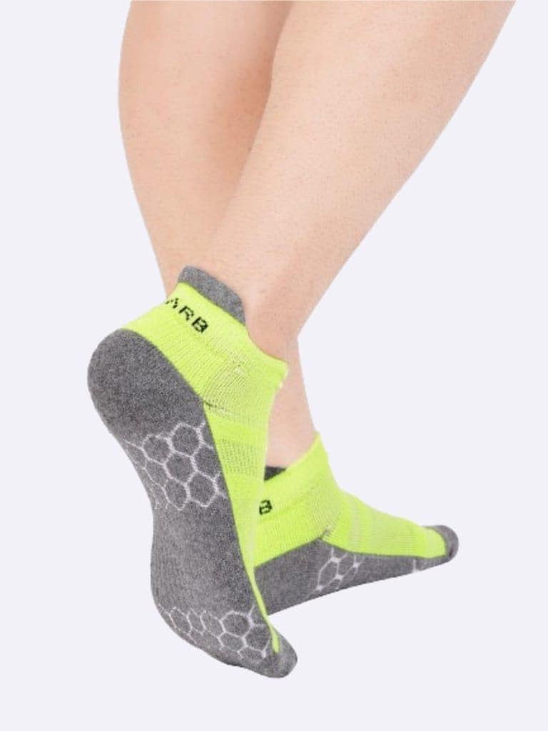 AirGarb Compression Sports Performance Socks for Men and Women Ankle Length Cotton Socks Pack of 4 - SPO4GR (Free Size) Neon Green view 2