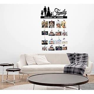 Khush Its Amazing Wood Family Bachapan Ka Pyar Hanging Photo Display, DIY Picture Photo Frame Collage Set Includes Multi colour Clips