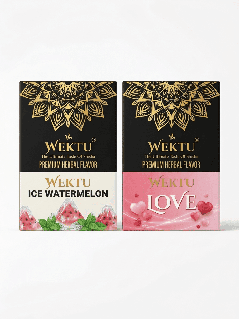 WEKTU Ultimate Tobacco-Free Shisha Experience Hub - Pure Herbal Multi-Flavor Hookah Materials Combo with Long-Lasting Coconut Charcoal & Heat-Shield Foil Pack
