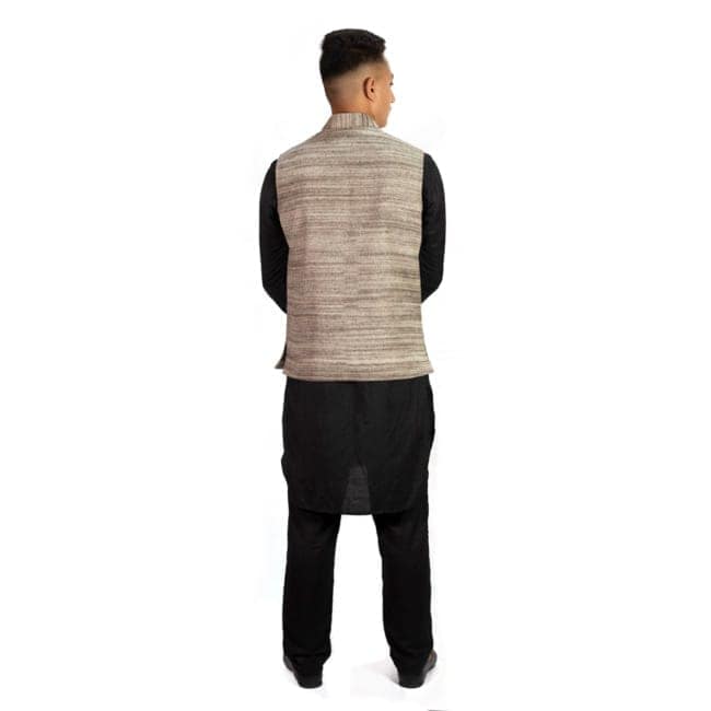 Handspun Nehru Jacket Brown 1TTXGENHP12769 view 2