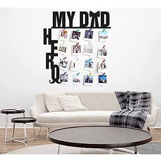 Khush Its Amazing Wood My Dad My Hero Hanging Photo Display, DIY Picture Photo Frame Collage Set Includes Multi colour Clips view 2